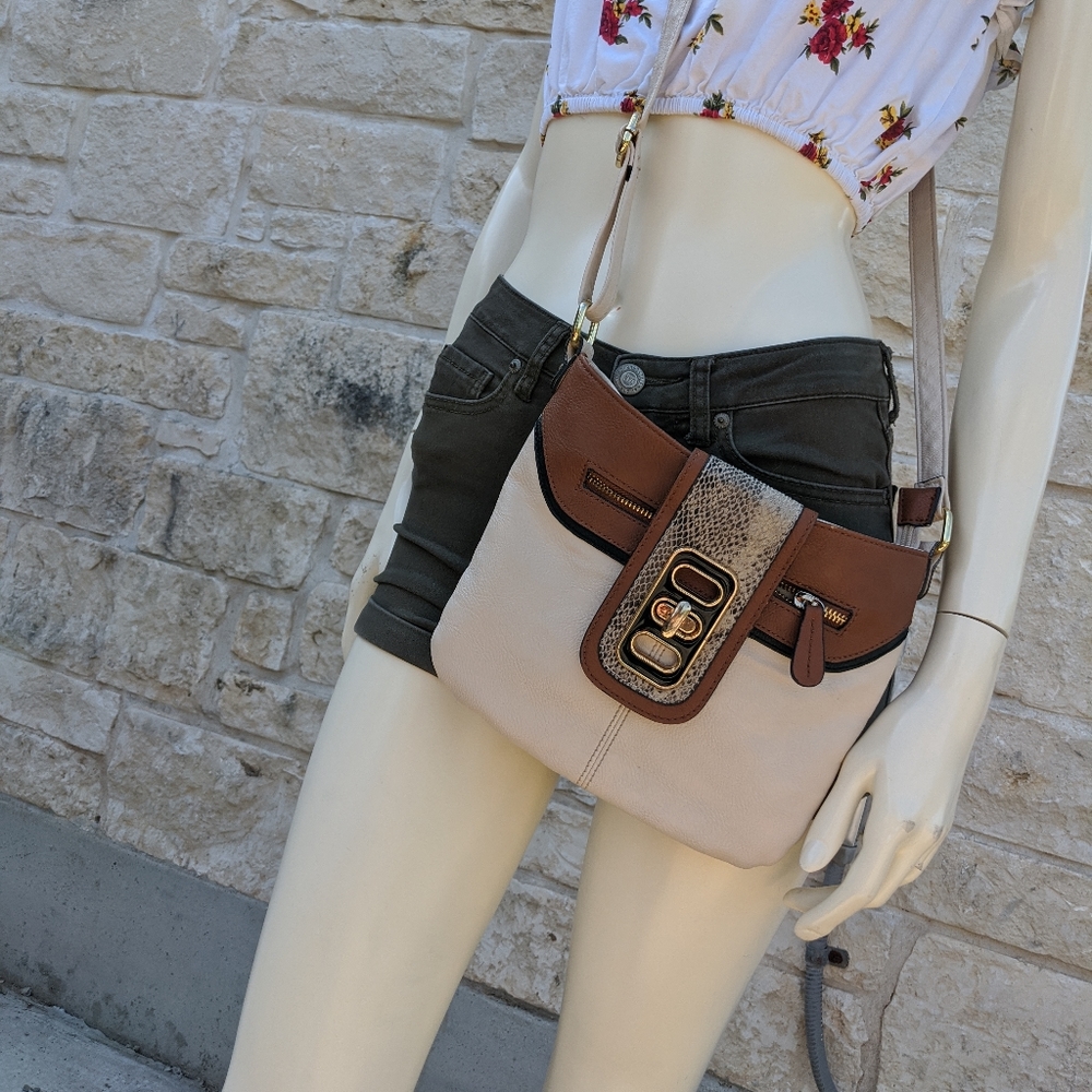Aldo Faux Snakeskin Brown Leather Cross body *HP* - Picture 3 of 13
